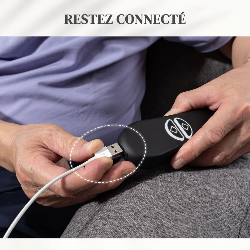 HOMCOM Fauteuil releveur électrique massant et chauffé, fauteuil inclinable, ports USB, repose-pied, 86x94x105cm, gris