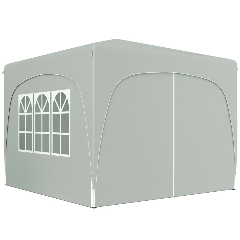Outsunny Tenda Dobrável 3x3 m com Painéis Laterais UPF50+ Tenda de Jardim com Altura Ajustável e Bolsa de Transporte Cinza Claro
