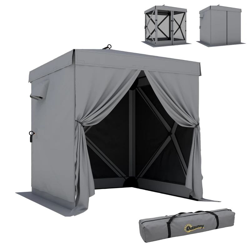 Outsunny Pavilion pop-up pliant 1,85x1,85 m, impermeabil, stabil, rezistent la iarnă, cu 4 panouri laterale din plasă, geantă, UV 30+