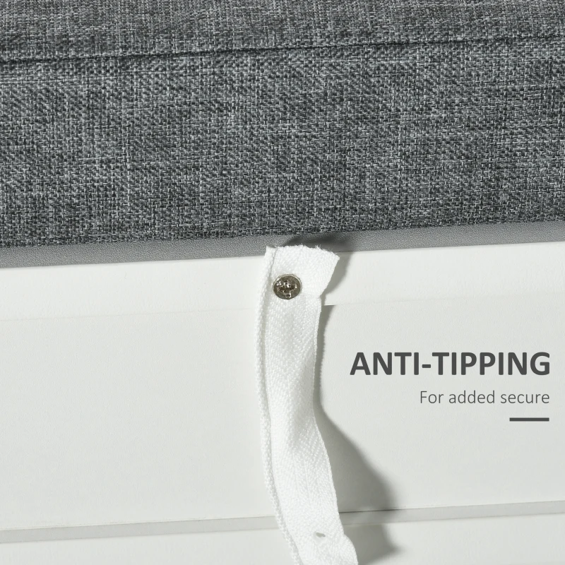 HOMCOM Shoe Storage Bench with Flip Drawers, Shoe Cabinet with Seat Cushion and Adjustable Shelf for Hallway, Entryway, Living Room, Bedroom, White