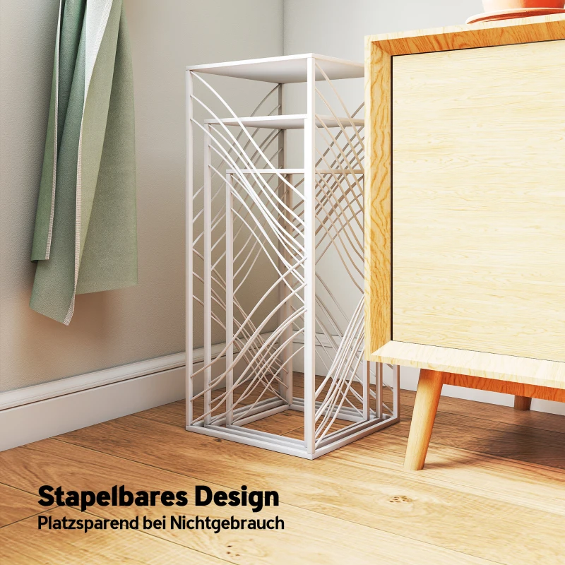 Outsunny 3er-Set Pflanzenständer, 50/60/70 cm hoch Blumenständer, stapelbar Pflanzenregal aus Metall Weiß