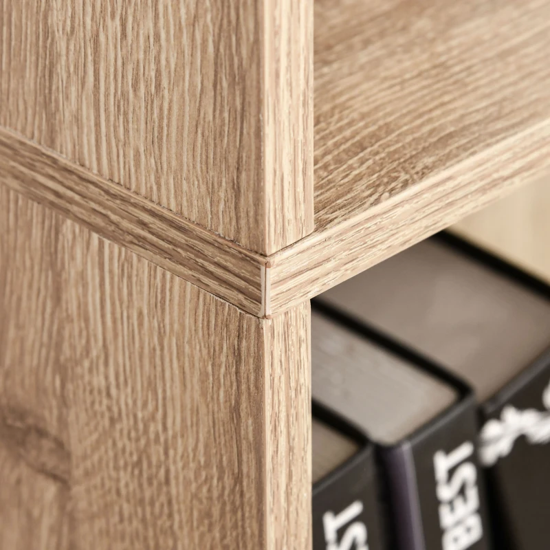 HOMCOM Bibliothèque, étagère de rangement à 5 niveaux avec étagères réglables, 63 x 29,2 x 176 cm, bois naturel