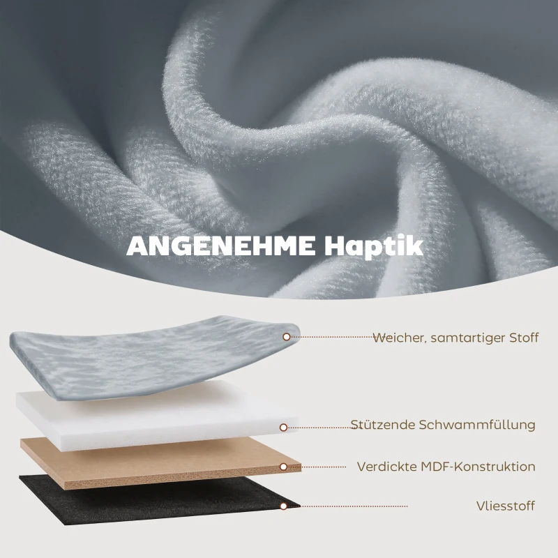 HOMCOM Opbergzitbank opvouwbaar gestoffeerde bank met fluweel-look voor woonkamer 76 x 38 x 35 cm donkergrijs