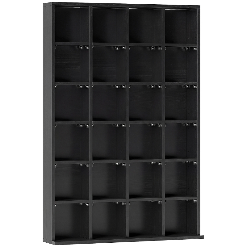 HOMCOM Meuble de rangement multimédia 456 CD/ 336 DVD - bibliothèque en bois avec étagères réglables, 89 x 130,5 cm, noir
