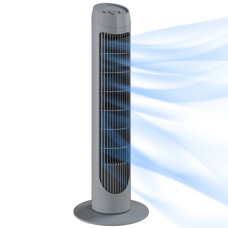 HOMCOM Tower Fan for Bedroom Cooling, 75cm Electric 70° Oscillating with 3 Speed Settings, Standing Floor Fan, Grey