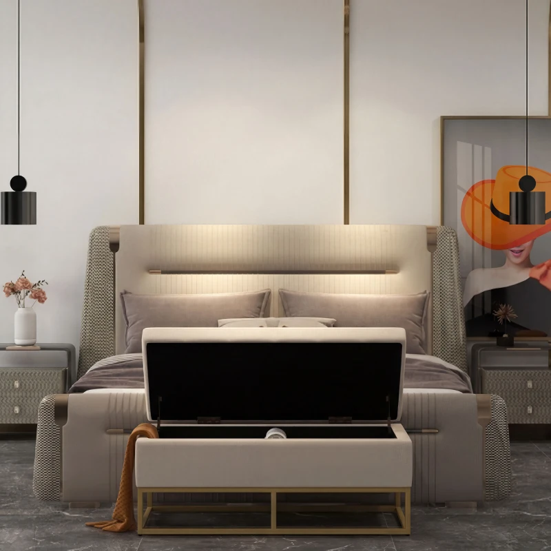 HOMCOM Panca Contenitore Rettangolare con Seduta Imbottita e Gambe in Acciaio, 110x44x49 cm, Beige