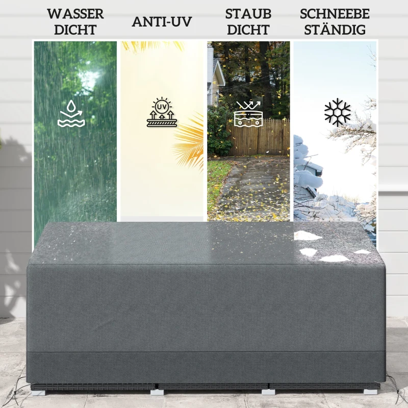 Outsunny Schutzhülle für Gartenmöbel Winterfest Wasserdicht Abdeckung Anti-UV 600D Oxford Gewebe 190,5 x 72 x 76cm Hellgrau