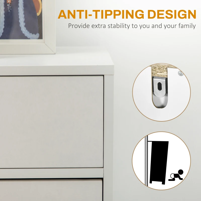 HOMCOM Three Drawer Slim Shoe Storage Cabinet, 12 Shoe Pairs - White