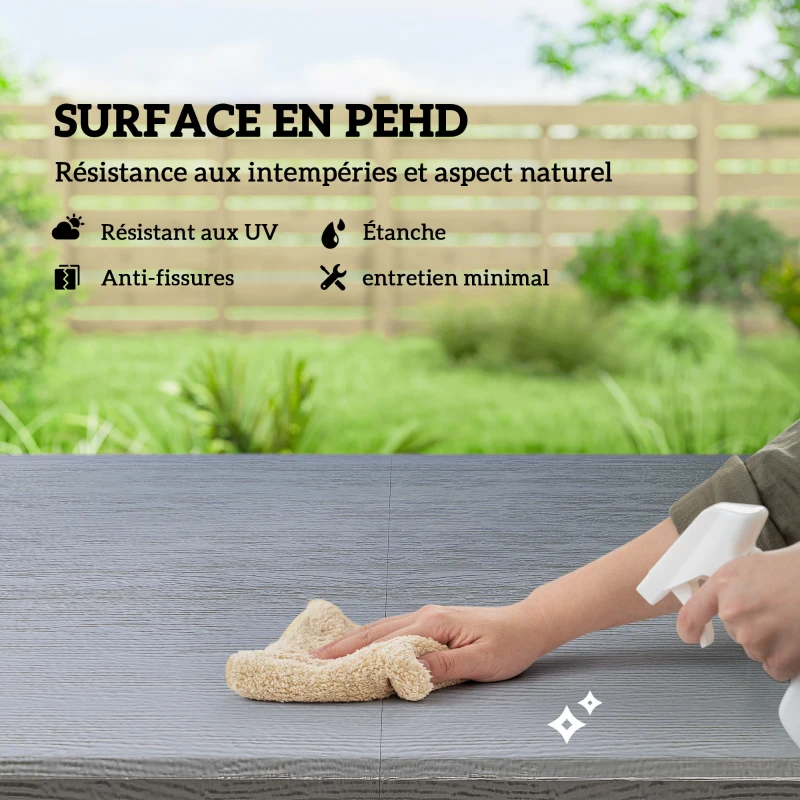 Outsunny Salon de jardin extérieur table de jardin extérieure avec 4 chaises pliables table réglable en hauteur 118 cm gris foncé