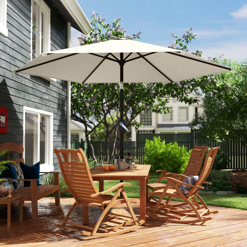 Outsunny Guarda-sol 270 cm articulado para varanda com manivela UV 50+ Guarda-sol de jardim Creme branco