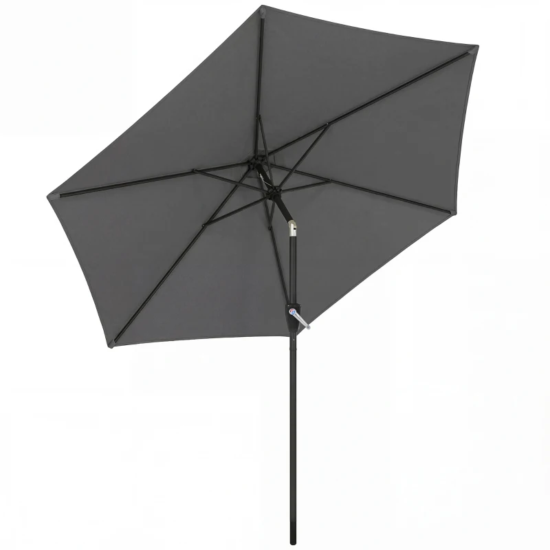 Outsunny Ombrellone inclinabile con manovella e protezione UV50+, 270 cm, Grigio scuro