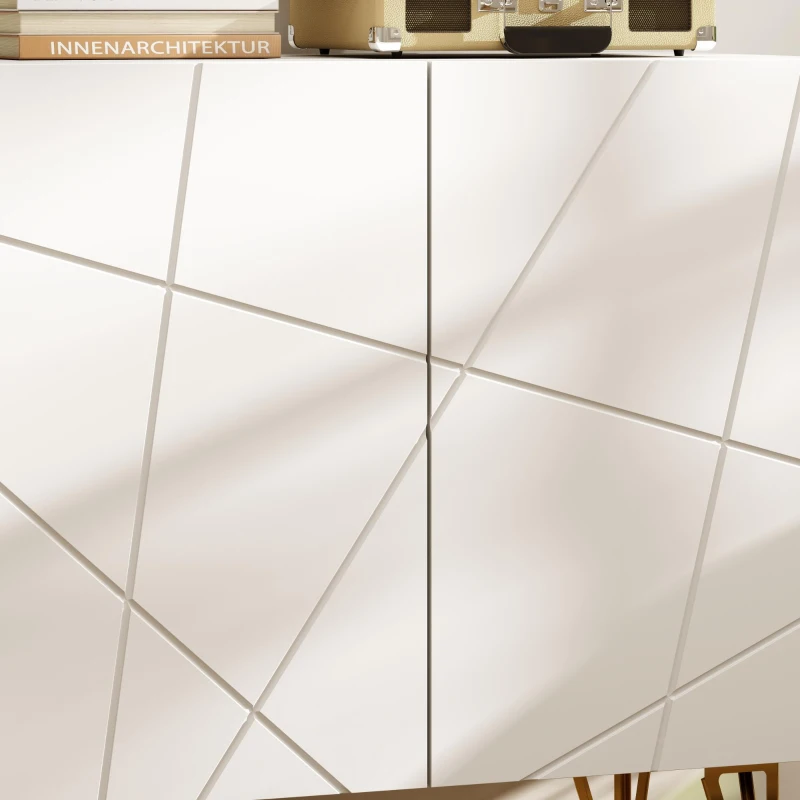 HOMCOM Aparador de Entrada con 2 Puertas y Estantes Ajustables para Cocina Sala 80x40x75 cm Blanco Brillo