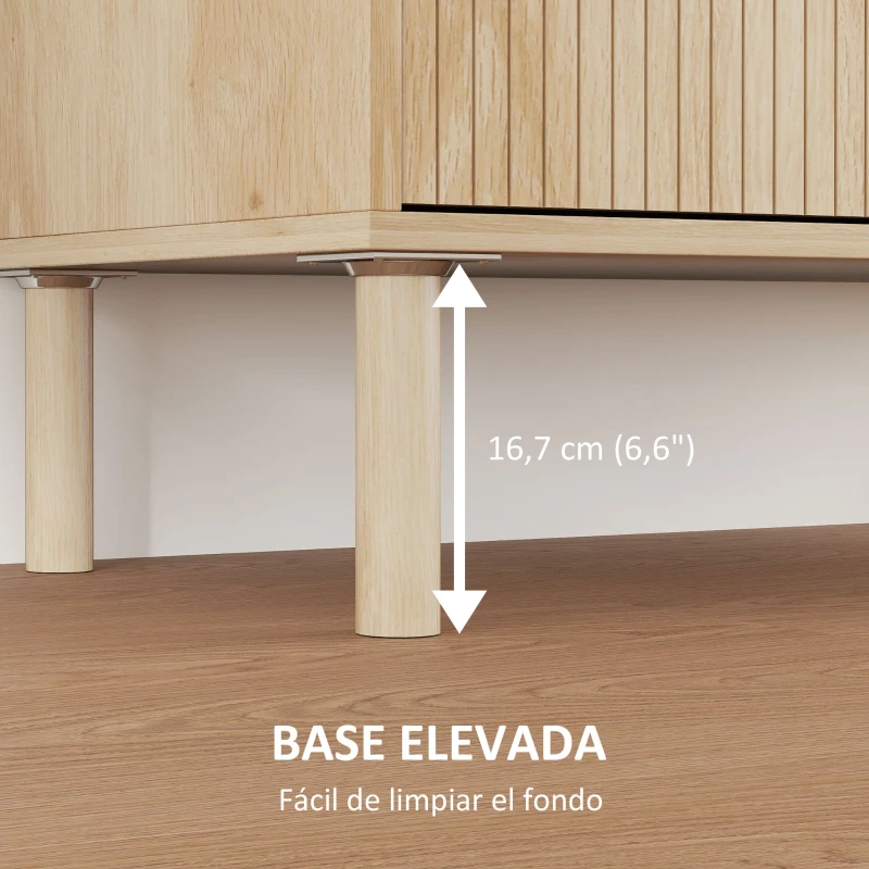 HOMCOM Aparador de Salón Aparador con Estante Ajustable 2 Puertas Sistema Anti-vuelco y Patas de Madera 78x40x77,5 cm Roble