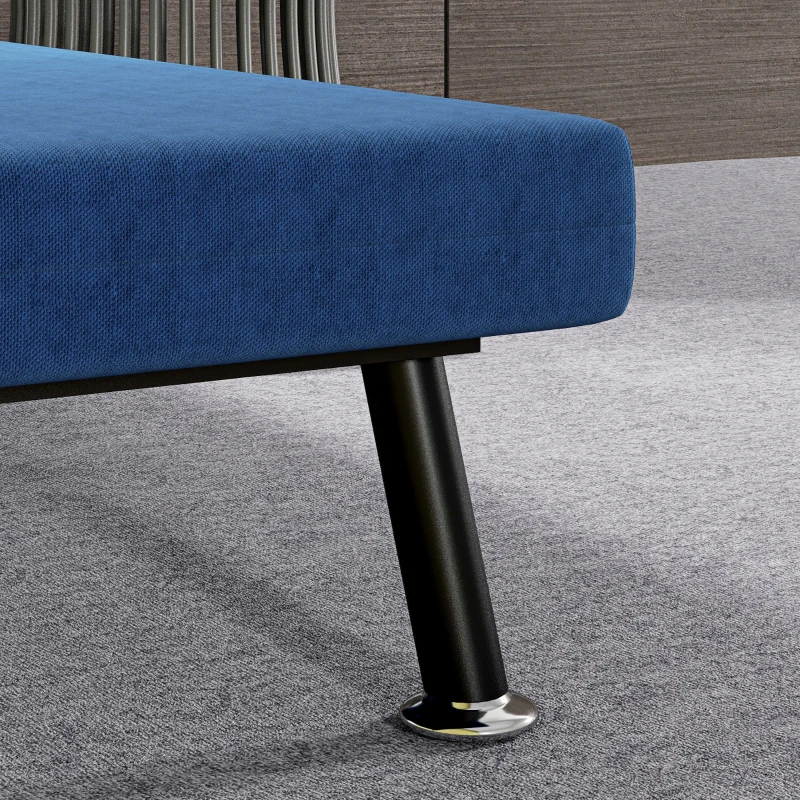 HOMCOM Sofá Cama Individual Plegable con Respaldo Ajustable de 5 Niveles Cojín y Tapizado de Lino Sintético 75x70x75 cm Azul