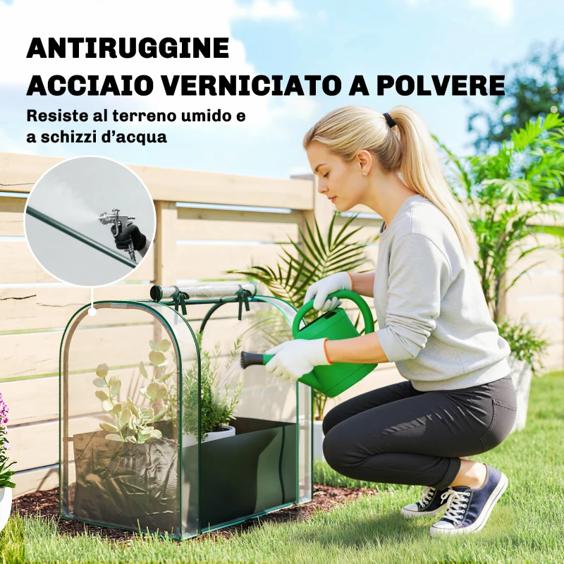 Outsunny Mini Serra con Borsa per Coltivazione e Porta Avvolgibile, 68x50x70 cm, Verde Scuro