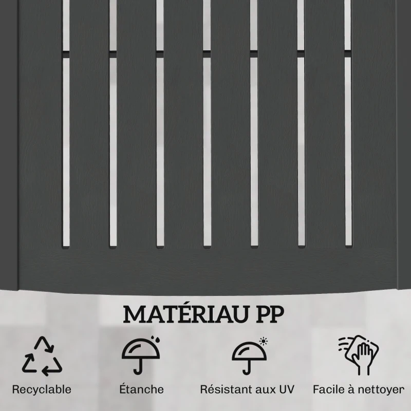 Outsunny Lot de 2 chaises longues de jardin en plastique PP avec plateau latéral, inclinables à 5 positions, gris