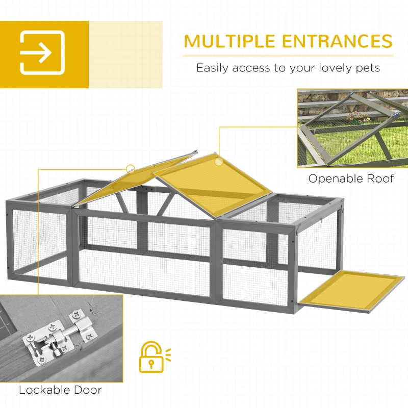 Klatka dla królików PawHut, drewniana, zimoodporna, z drzwiami
