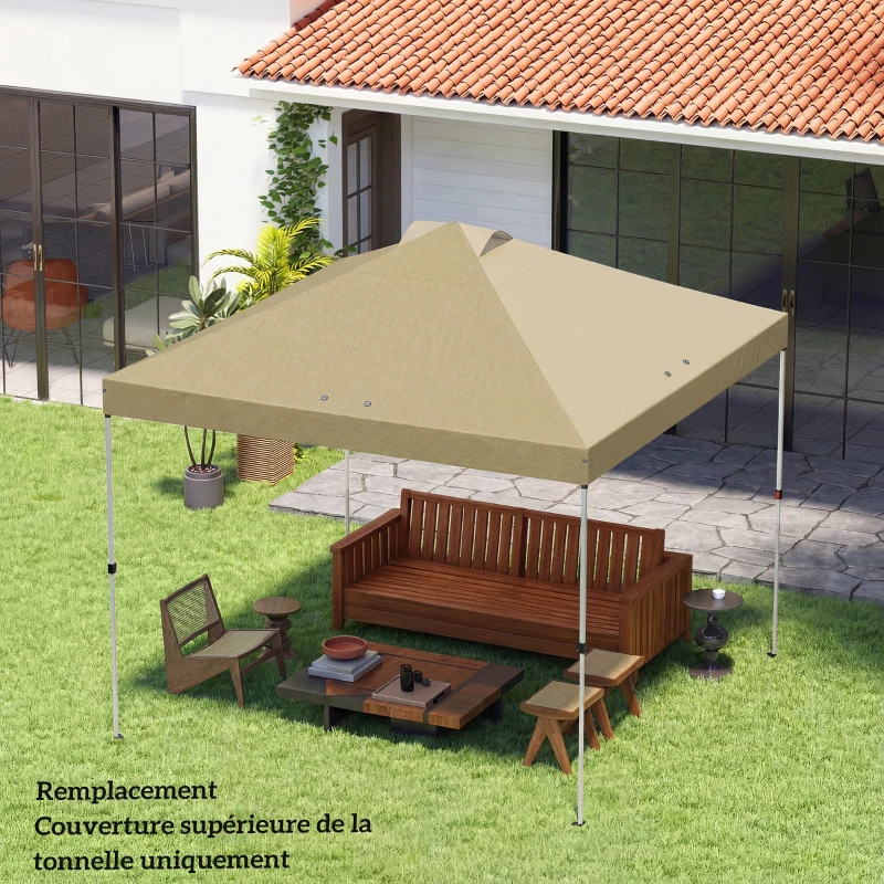 Outsunny Husă de înlocuire pentru tonelă 3 x 3 m UV50+ impermeabilă cu 8 orificii de drenaj 3 x 3 m, crem