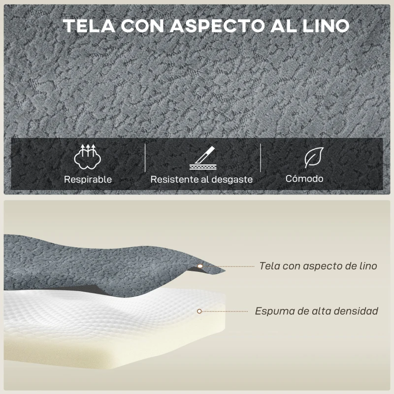 HOMCOM Sofá Seccional en Forma de U Sofá Modular con 2 Taburetes 2 Almohadas Reposabrazos Anchos sin Montaje Gris