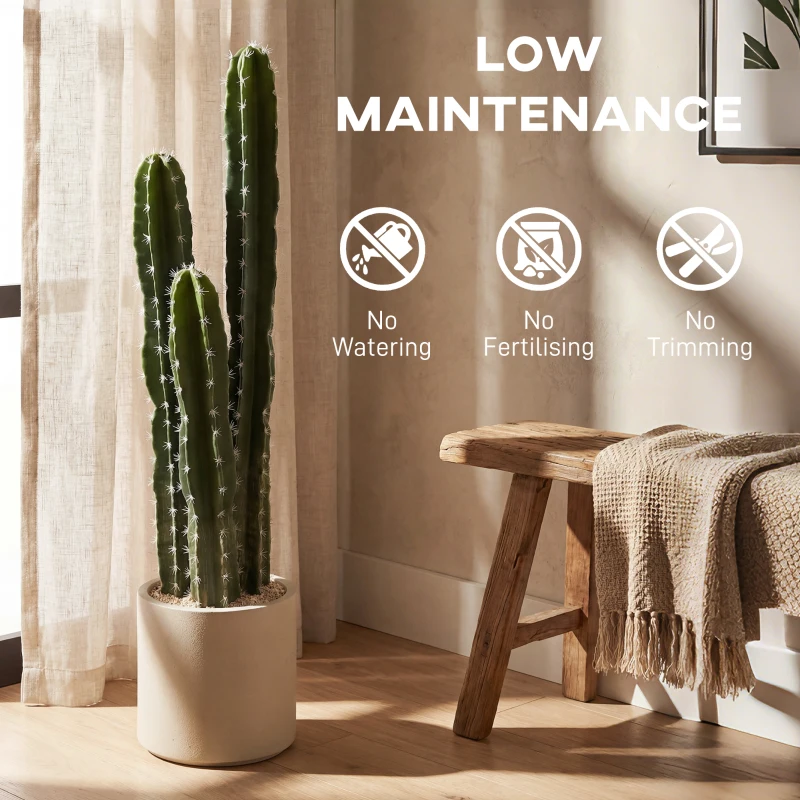 HOMCOM Sztuczna roślina kaktusowa 95 cm z doniczką jak prawdziwa do domu, biura, zielona dekoracja