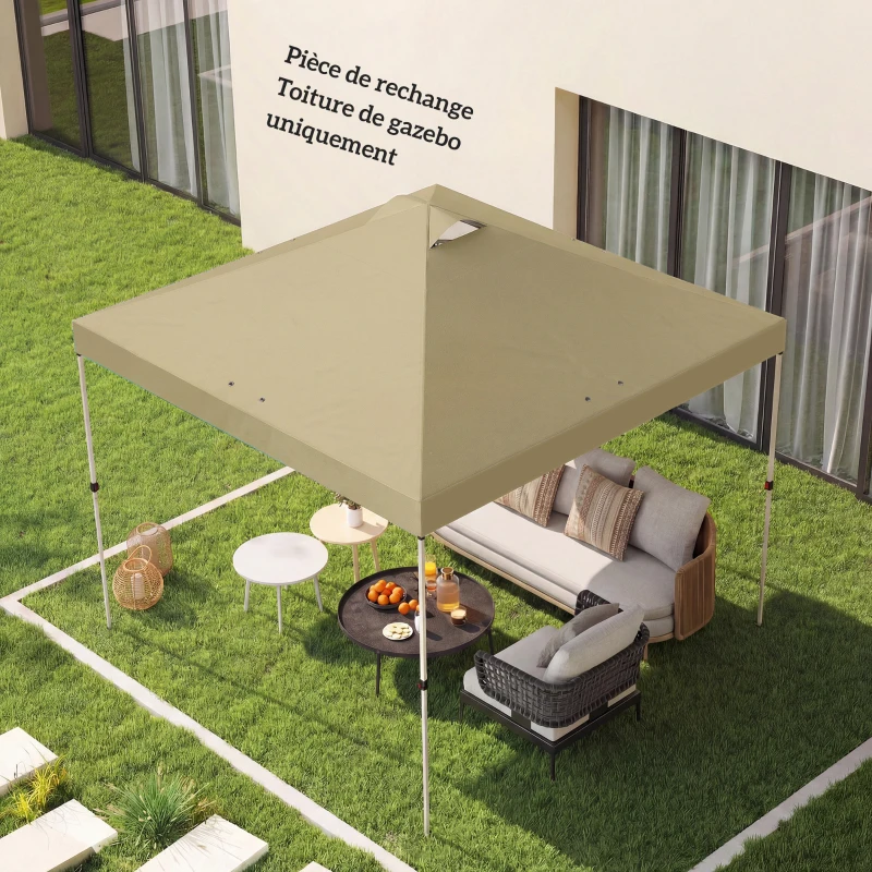 Outsunny Cobertura de Substituição para Gazebo 3x3 m UV50+ Impermeável com 8 Furos de Drenagem 3x3 m Creme