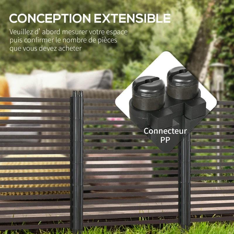 Outsunny Panneau clotûre de jardin brise vue en métal extérieur avec pieds ou piquets à planter, modulaire, 93L x 22l x 124H cm