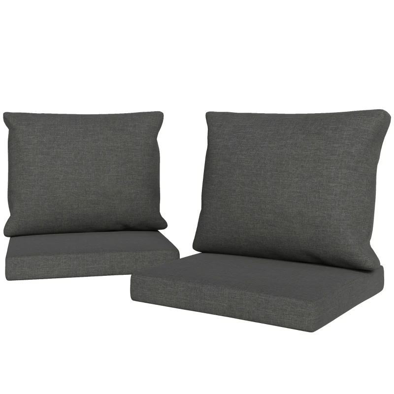 Outsunny Set de 4 perne pentru scaune de exterior, perne de grădină, huse detașabile și lavabile, pentru exterior, gri închis