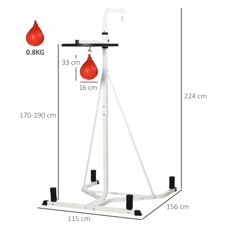 HOMCOM Piattaforma con Pera da Boxe per Allenamento, Stazione da Boxe in Acciaio, Supporto per Punching Ball Rossa, 115x156x224cm