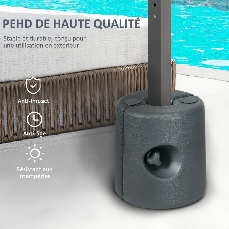 Outsunny Lot de 4 Pieds de tonnelle pop-up remplis d'eau ou de sable pieds de sol pour pavillon en HDPE avec vis de sécurité