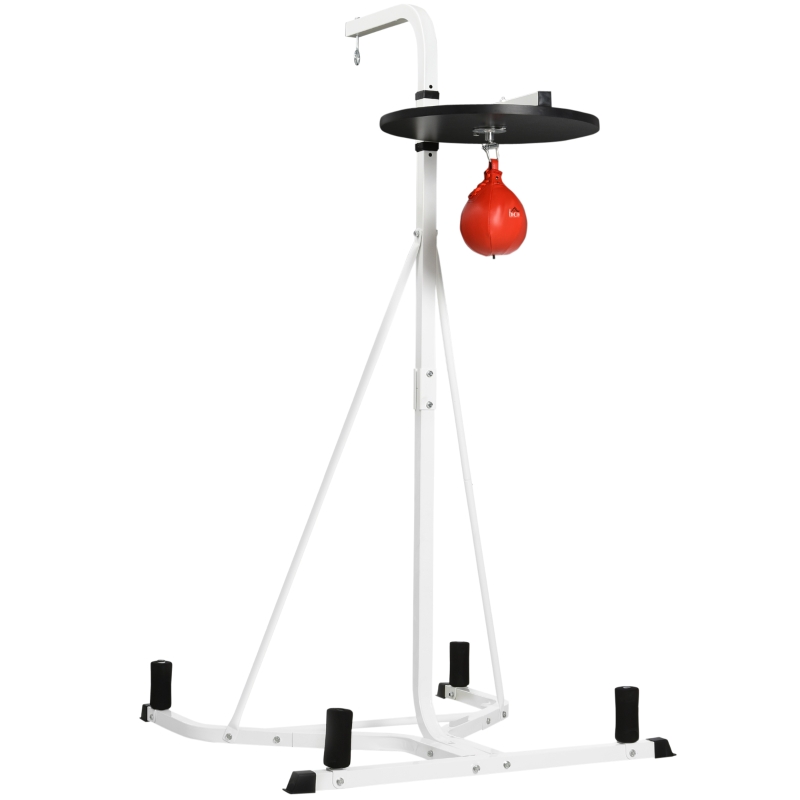 SPORTNOW Punching Ball da Terra, Palla da Boxe con Barra Girevole per Allenamento Boxe Adulti, Altezza Regolabile 1.6-2m, Nero