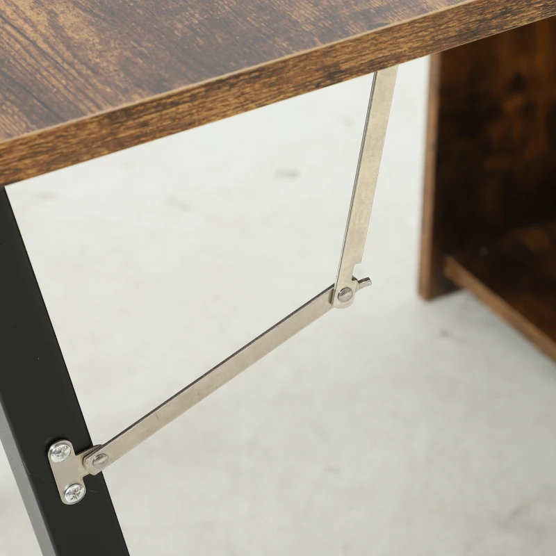 HOMCOM Masă pliabilă cu raft, design industrial, economisire de spațiu, pentru spații mici, 80x90x93cm, Maro-Rustic