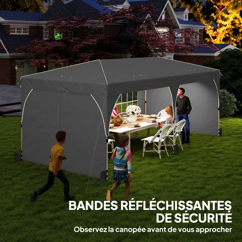 Outsunny Tonnelle de jardin 3 x 6 m pop up tente pliante réglable en hauteur imperméable protection UV50+ gris