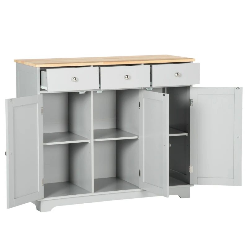 HOMCOM Aparador de Cocina Mueble Auxiliar de Almacenaje para Comedor Salón Estilo Moderno Antivuelco 101x40x85 cm Gris