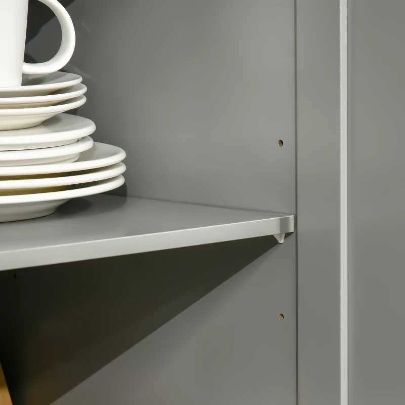 HOMCOM Aparador de Cocina Mueble Auxiliar de Almacenaje para Comedor Salón Estilo Moderno Antivuelco 101x40x85 cm Gris
