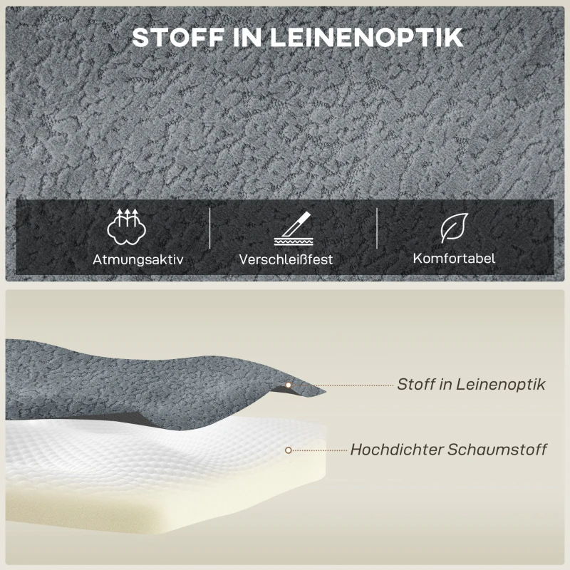 HOMCOM Modulares Ecksofa, U-Form Sofa mit breitem und tiefem Sitz, 2 Hocker, dunkelgrau