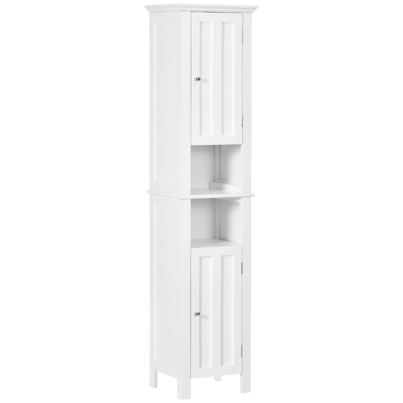kleankin Meuble colonne de salle de bain armoire haute design moderne 2 placards avec porte 35 x 30 x 158,5 cm blanc