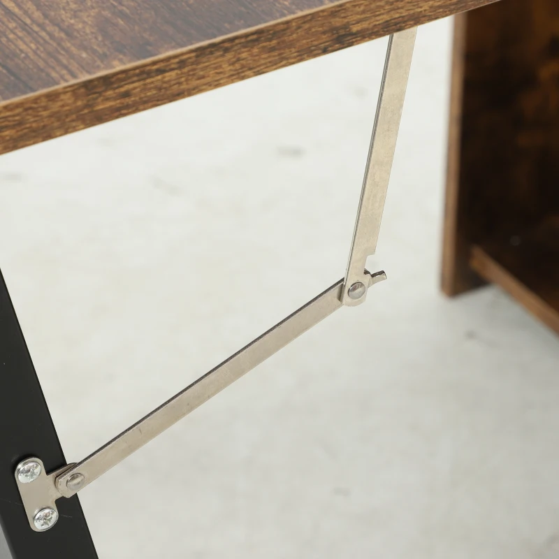 HOMCOM Masă pliabilă cu raft, design industrial, economisire de spațiu, pentru spații mici, 80x90x93cm, Maro-Rustic