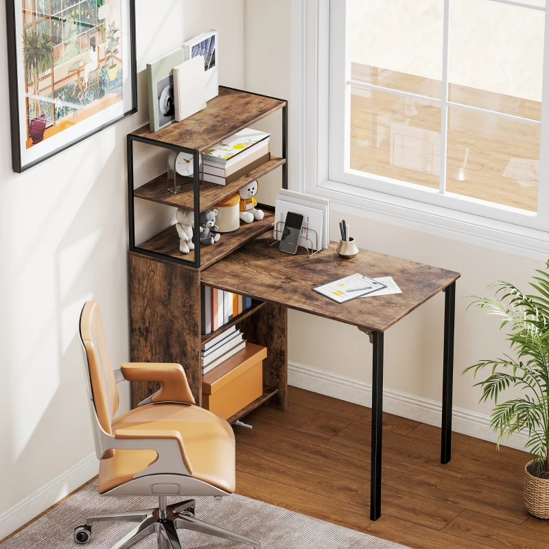 HOMCOM Folding Shelf and Work Table - Brown/Black