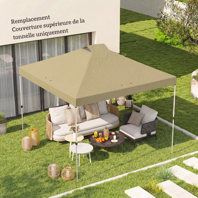 Outsunny Husă de înlocuire pentru tonelă 3 x 3 m UV50+ impermeabilă cu 8 orificii de drenaj 3 x 3 m, crem