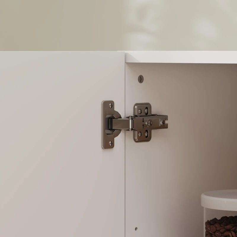 HOMCOM Aparador de Entrada con 2 Puertas y Estantes Ajustables para Cocina Sala 80x40x75 cm Blanco Brillo