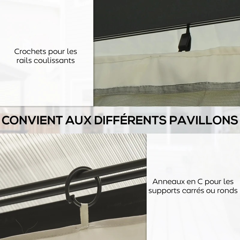 Outsunny 4 parois latérales pour pavillon de jardin tonnelle rigide 300 x 300 cm protéger de la pluie vent soleil beige