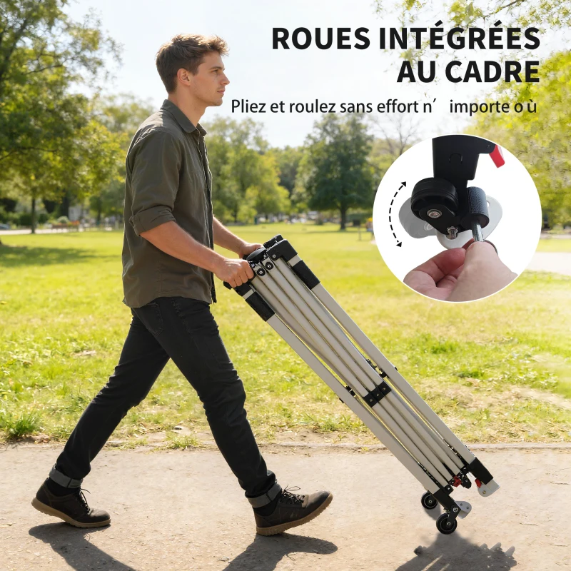 Outsunny Tonnelle de jardin exterieur 3x3m, tonnelle pliante pop-up, roues, protection solaire UPF50+, hauteur réglable, blanc