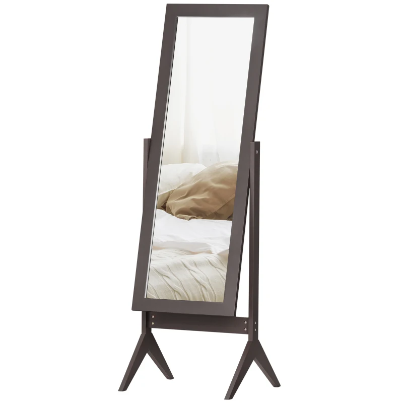 HOMCOM Full Length Mirror, Freestanding Dressing Mirror with Adjustable Angle for Bedroom, 148cm x 47cm, Brown