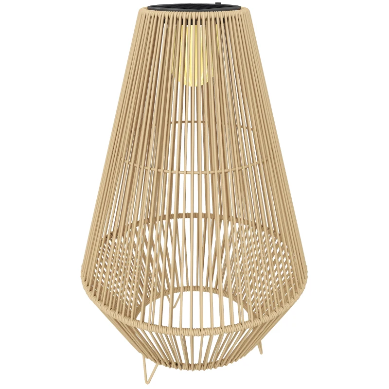 Outsunny Luminária de Chão Solar Rattan com Sensor de Luz LED Estilo Boho IP44 À Prova d'Água