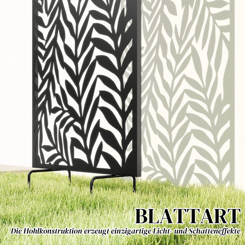 Outsunny Raumteiler 65 x 130 cm Freistehend Hängend Paravent, Trennwand Sichtschutz aus Metall Schwarz