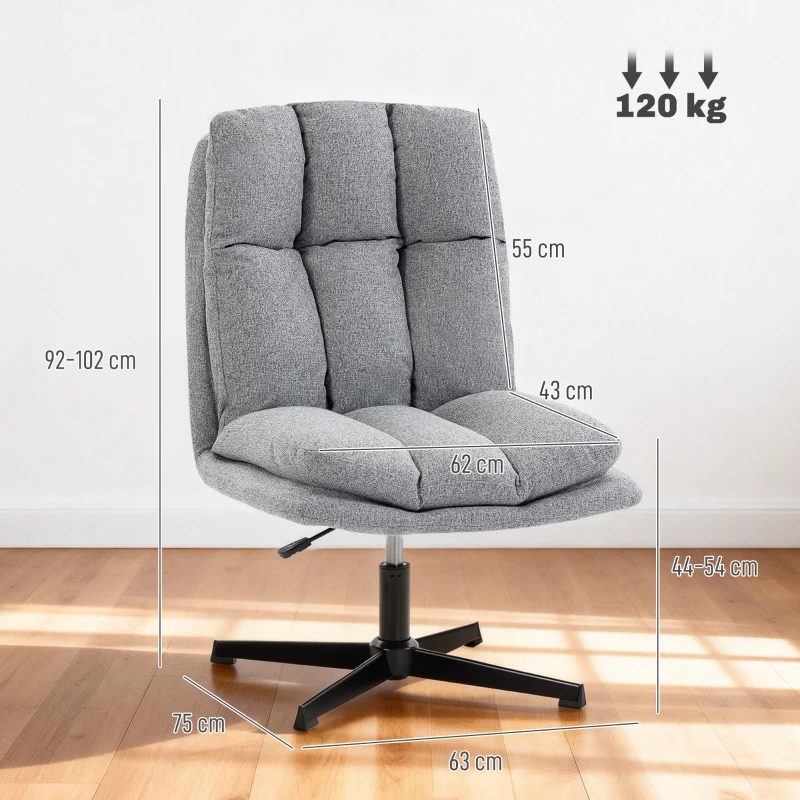 HOMCOM Fauteuil de Salon Pivotant Fauteuil Effet Lin, Gris Clair