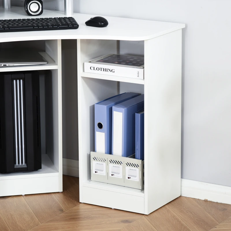 HOMCOM Birou Unghiular pentru Camera Birou pentru Computer din Lemn cu Raft pentru Monitor