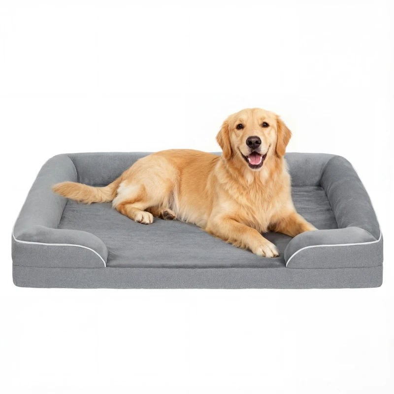 PawHut Dog Sofa Bed, Washable Pet Bed with Removable Cover and Non-Slip Bottom for Small, Medium and Large Dogs, Grey