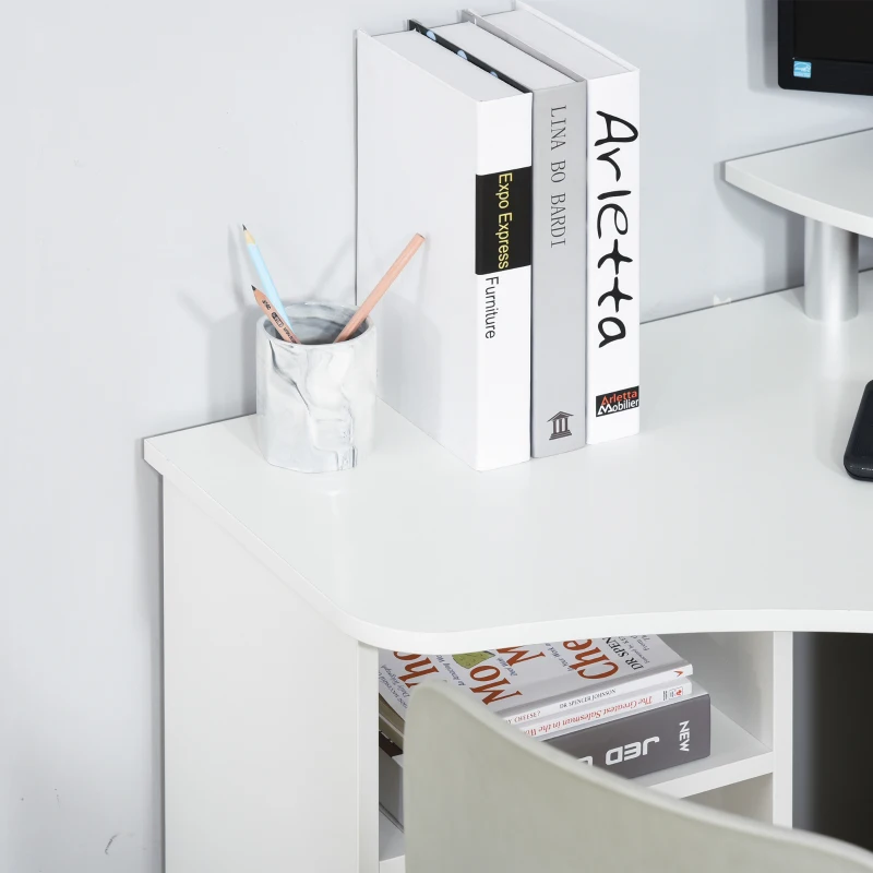 HOMCOM Birou Unghiular pentru Camera Birou pentru Computer din Lemn cu Raft pentru Monitor