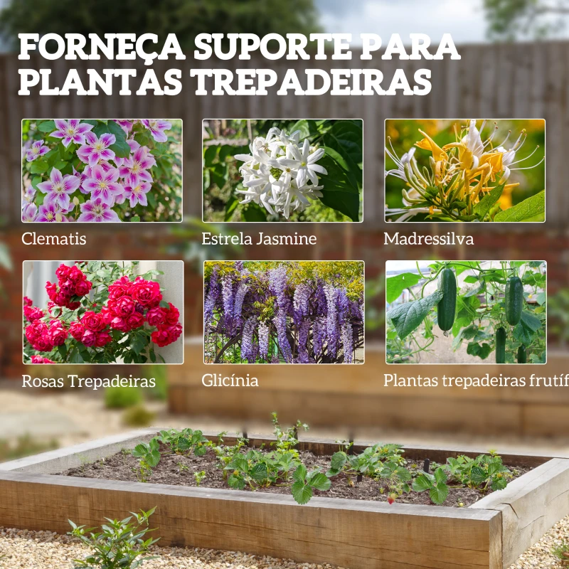 Outsunny Conjunto de 2 Treliças de Jardim Suportes para Trepadeiras de Aço para Flores e Plantas no Jardim 50x180 cm Preto